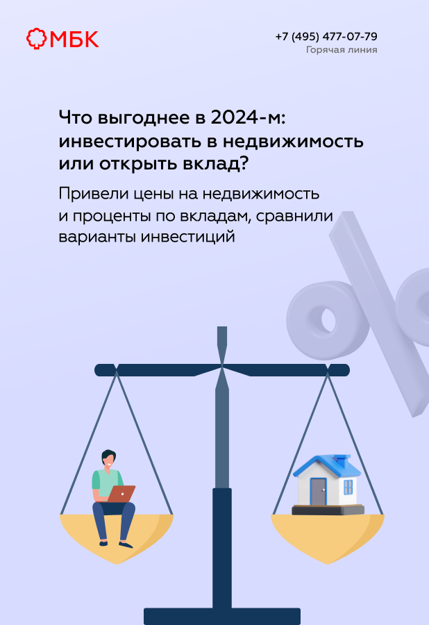 Что выгоднее в 2024-м: инвестировать в недвижимость или открыть вклад?